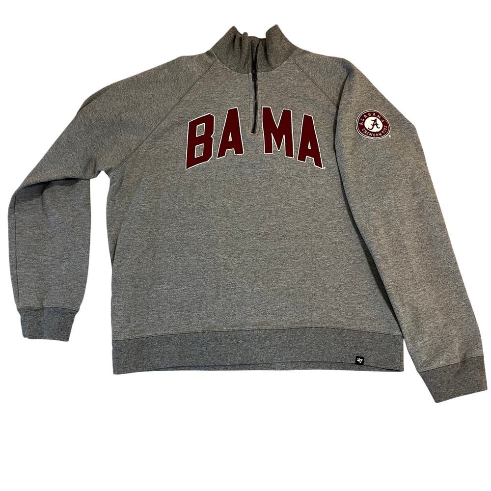 '47 Brand Alabama Crimson Tide BAMA Quarter Zip Sweatshirt XL Gray Collegiate